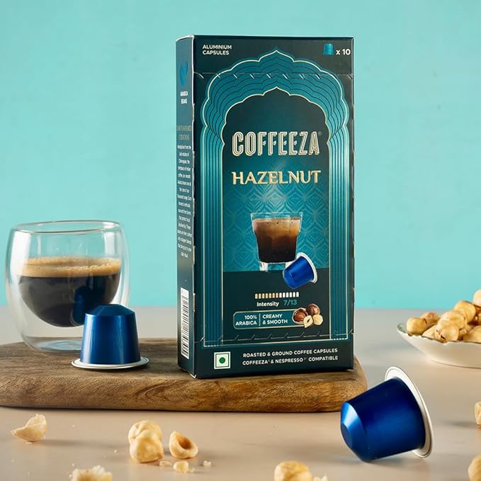 Coffeeza Espresso Coffee Pods Hazelnut Compatible with Nespresso Original Line Espresso Machines Medium Roast Intensity – 7 Arabica Aluminium Coffee Capsules 3 Pack - 30 Single Serve Pods
