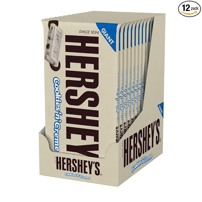 HERSHEY'S Holiday Cookies 'N' Crème Candy Bars 6.5 Ounce (Pack of 12)