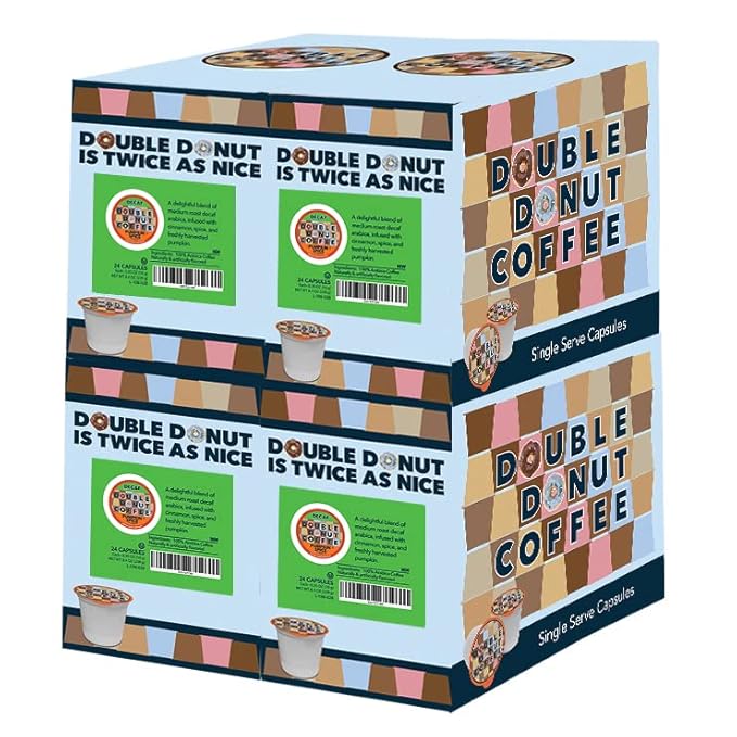 Double Donut Pumpkin Spice Medium Roast Flavored Decaf Coffee Pods for Keurig K-Cup Makers from Double Donut 96 Capsules
