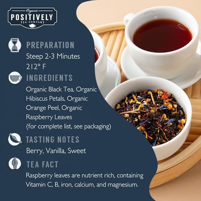 Organic Positively Tea Company Paradise Black Tea Loose Leaf 16 Ounce
