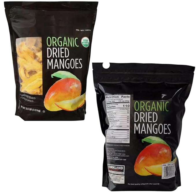 Signature Organic Dried Mangoes Unsulfured &amp Naturally Sweet 2.5 lb Bag (Pack of 2) USDA Organic Dried Fruit Snack