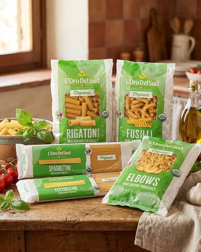 Organic Ziti Pasta 4 pack 100% Durum Wheat Italian Pasta Bow-Tie Pasta Premium Quality Product of Italy 16 Ounce (4 Pack) by L'Oro del Sud.