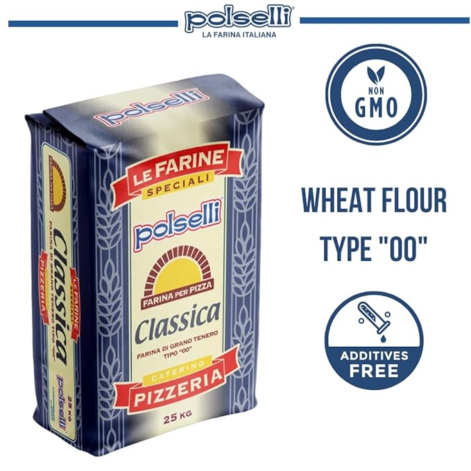 POLSELLI Classica Type 00 Double Zero Flour All Natural for Pizza Bread Pasta and Baking 1 kg (2.2 lbs) (Pack of 2)
