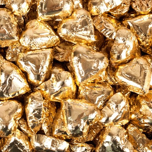50 Pcs Gold Milk Chocolate Hearts Bulk Candy