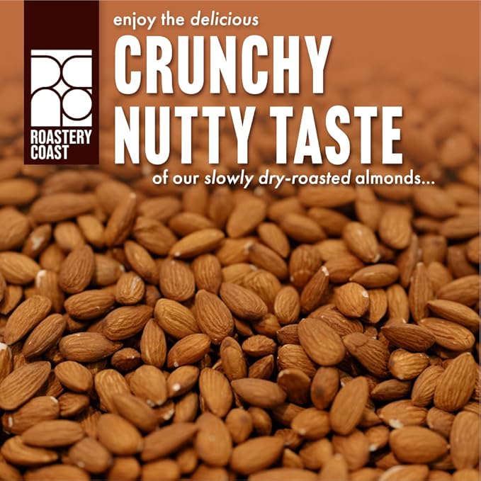 Roastery Coast - Just Roasted Almonds | 3 LB Bulk Daily Nuts | Keto Snack | Lightly salted | Plant Protein | Heart Healthy | Antioxidant | Gluten Free | Non-GMO Project Verified | Low sodium