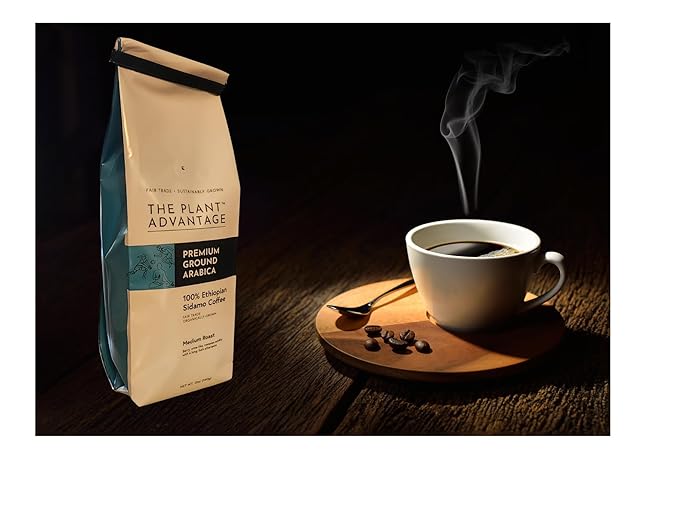Organically Grown Fair Trade Certified Ethiopian SIdamo Coffee Ground Coffee Beans 12 oz Medium Roast Arabica Coffee Sustainably Farmed The Plant Advantage