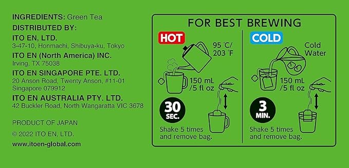 Ito-en Green Tea Premium Tea Bag Uji Matcha Japanese Tea 0.06oz(1.8g) 50bags