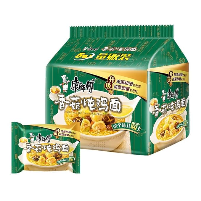 康师傅 方便面 香菇面五连包104g*5袋 泡面袋装速食 方便食品 kangshifu Chinese food instant noodles 104g*5 bags