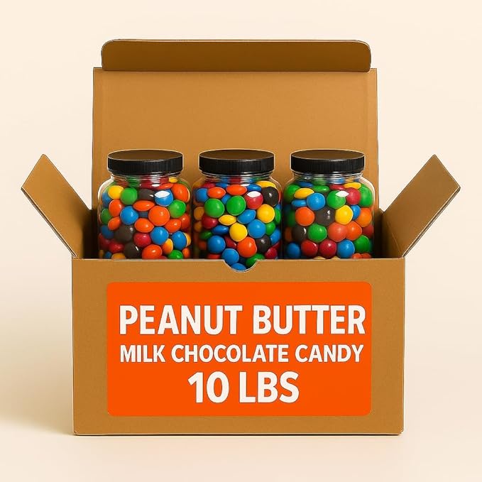 Peanut Butter Milk Chocolate Candy 10 lbs – Fun Family Treat Box Perfect for Sharing Parties &amp Gifting – Colorful Peanut Butter Filled Chocolates Christmas - Valentines And Easter candy