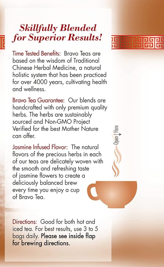 Bravo Tea Hair Regrowth Herbal Tea Caffeine Free 20 Tea Bags 6 Count