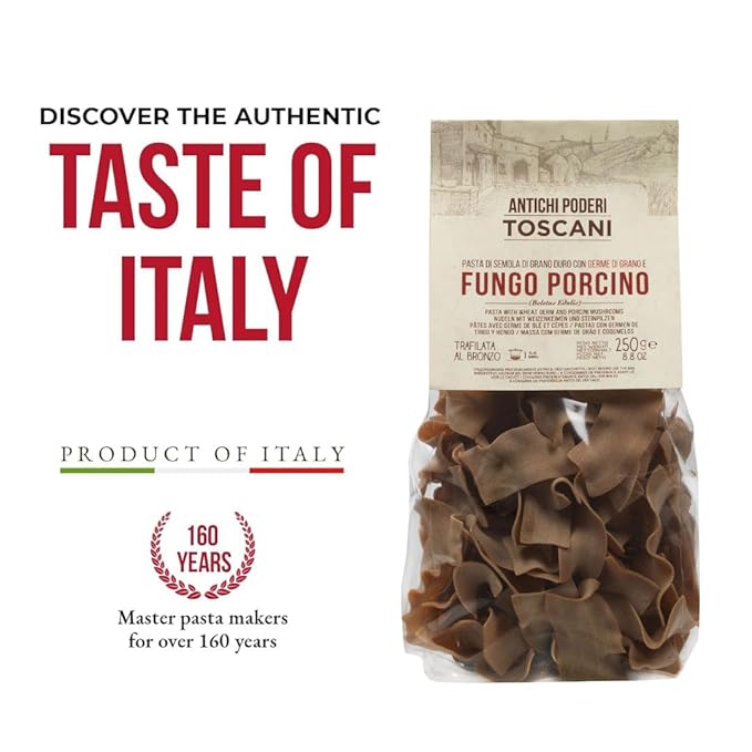 ANTICHI PODERI TOSCANI Handmade Pasta Egg and Mushroom Straccetti 8.8oz | Imported from Italy Pack of 2