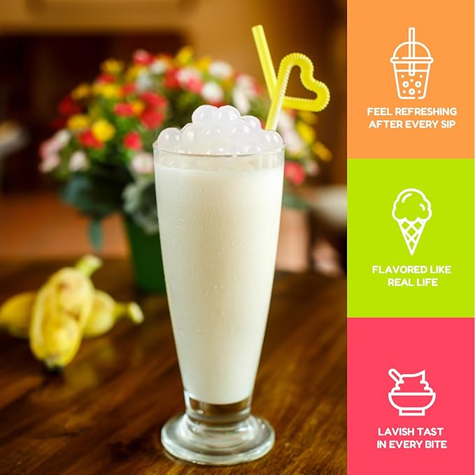 Fanale Yogurt Popping Boba Pearls Vegan Non GMO Gluten Free Fat Free Perfect for Bubble Tea Smoothies Ice Cream Desserts and Beverages.