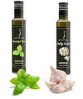 Calivirgin Bountiful Basil &amp Guilty Garlic Flavor-Crushed Olive Oils - 100% Natural Fresh Flavor No Additives or Preservatives - Organically and Sustainably Grown in California (8.45 Fl.Oz. Each)