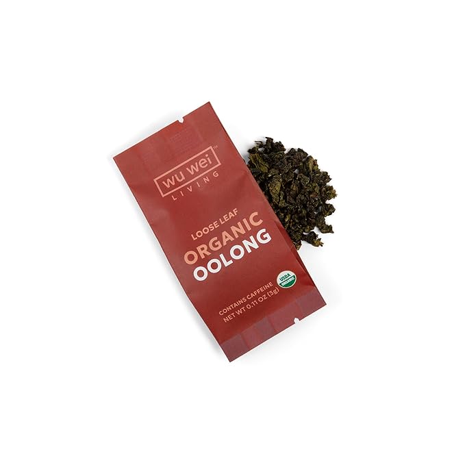 Organic Oolong Tea USDA Certified Single Serve Loose Leaf Low Caffeine Natural Energy (32-Pack)