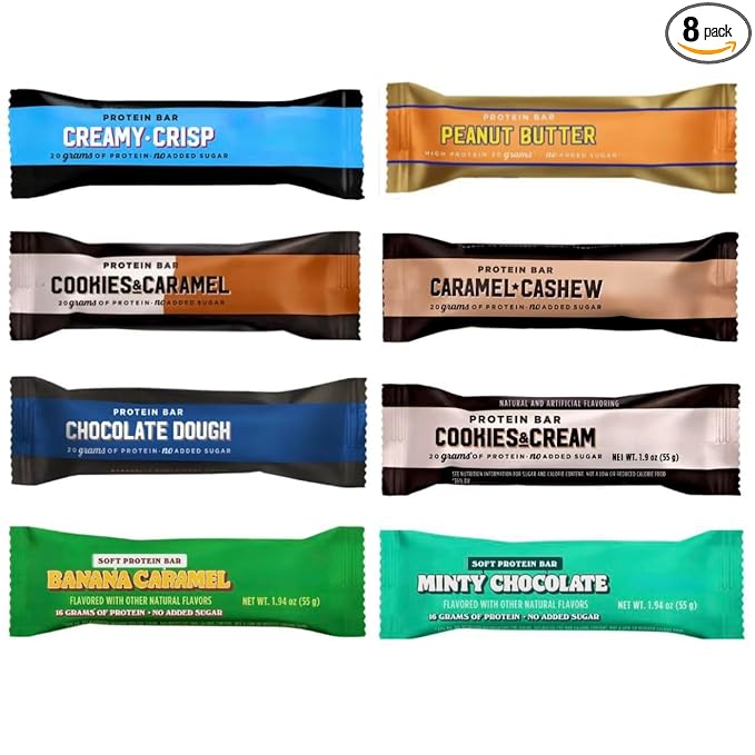 BarebeIIs-Protein Bars-Assorted Variety Pack Sampler Protein Snacks with 20g of High Protein (8 Pack) REPACKAGED BY Trendy Stuff Online