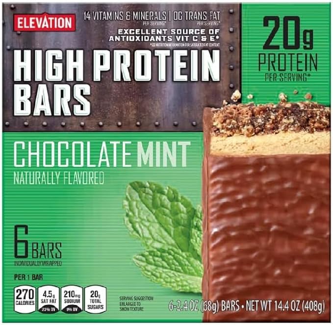 4 PACK **🍫🌿 DELICIOUS Chocolate Mint &amp Chocolate Peanut Butter High Protein Bars - 6 Bars Per Box x 4 Boxes for a Total of 24 Bars 🏋️‍♂️💪 2 Boxes of Each Flavor 💥 20g Protein PER BAR!!! 🌟 14