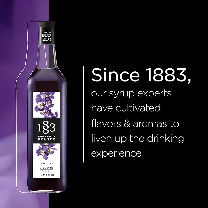 1883 Violet Syrup for Drinks Made in France 1 Liter Glass Bottle