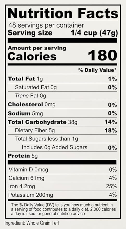 Anthony's Brown Teff Flour 5 lb Gluten Free Non GMO Vegan