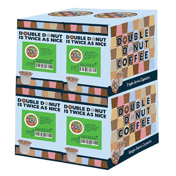 Double Donut Decaf Flavored Coffee Caramel Swirl Decaf Caramel Coffee for Keurig K Cups Machines Single Serve in Recyclable Pods 96 Count Bulk