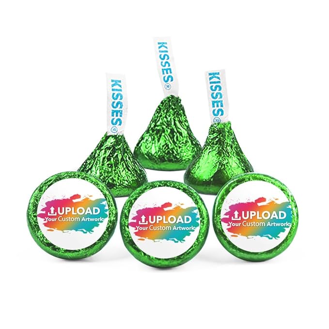 400ct Personalized Candy Promotional Items Kiwi Green Kisses with DIY Photo or Logo Stickers Chocolate Party Favors for Birthday Wedding +