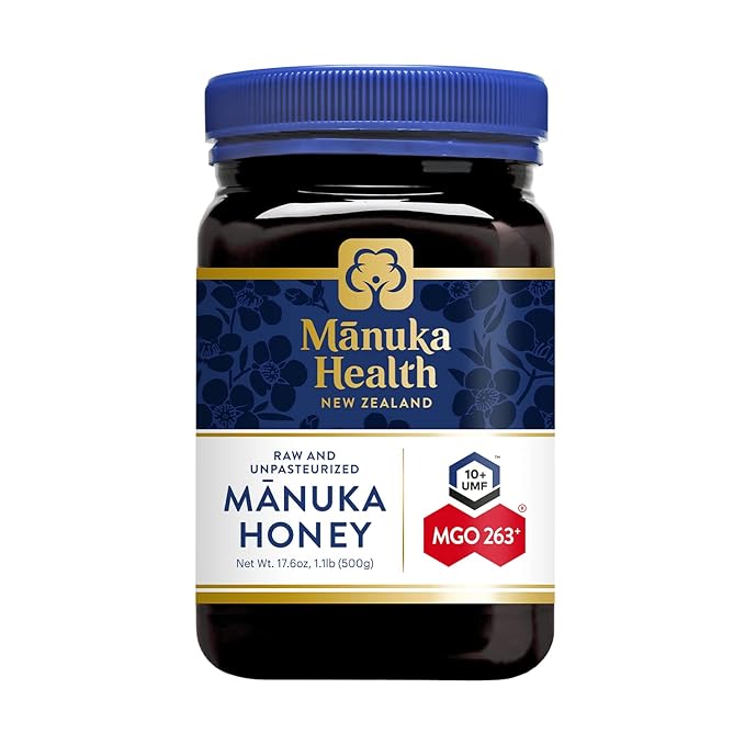 Manuka Health UMF 10+/MGO 263+ Manuka Honey (500g/17.6oz) Superfood Authentic Raw Honey from New Zealand