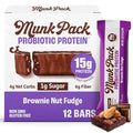 Munk Pack Brownie Nut Fudge Keto Protein Bars | 15g Protein 1g Sugar 4g Net Carbs | Vegan Plant-Based Snacks for Gut Health | 12 Count