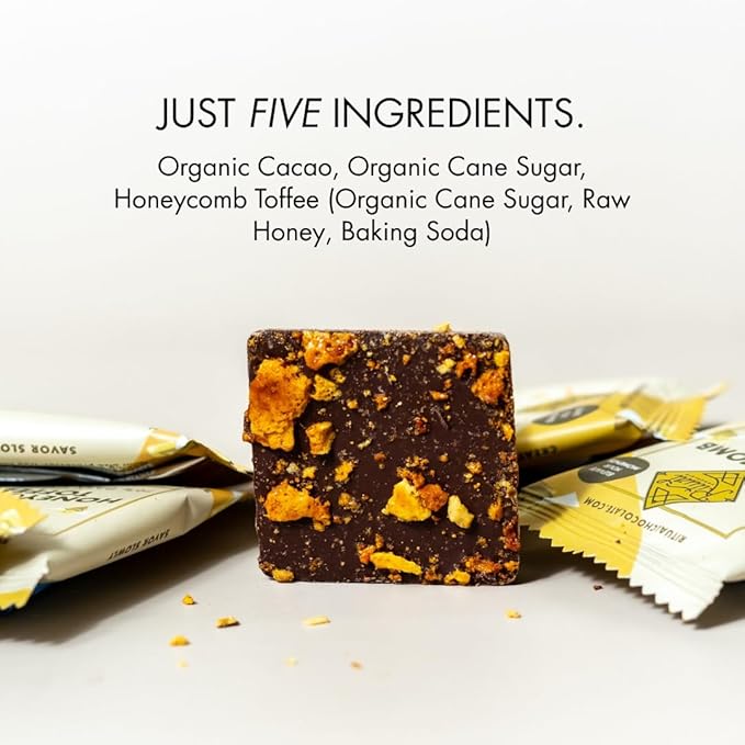 Ritual Chocolate 10-Pack 10g Honeycomb Toffee Taster | Artisan Dark Chocolate Bites with Honeycomb Toffee | Bean-to-Bar Sampler