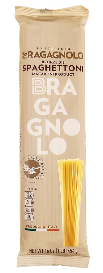 Sample Pack 2(Pastificio Bragagnolo) 1 Pound Bag of Spaghettoni 805 1 Pound Bag of Rigatoni 843 1 Pound Linguine 811 Bronze-Drawn 100% Italian Pasta Made with Durum Wheat Semolina Flour Non GMO