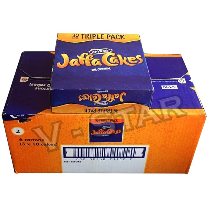 Full Box of MCVITIE'S JAFFA CAKES Triple Pack 6 CARTONS (3 X 10 Cake) 180 Cakes