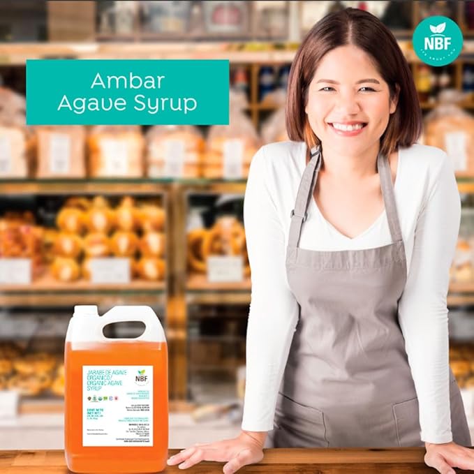 NBF Agave Syrup Organic Nectar Low Carb Sugar substitute for baking drinks &amp more Family-friendly Gluten free Ideal for restaurants and industrial kitchens Ambar 176oz