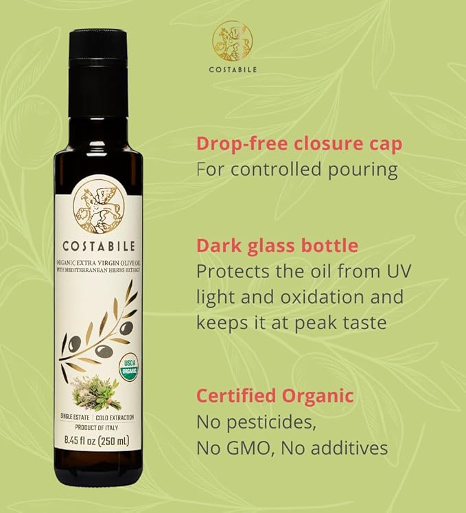 Herbed Olive Oil - Extra Virgin Tuscan Herb Olive Oil from Italy - Perfect for Infused Mediterranean Seasoning and Herb Vinaigrette