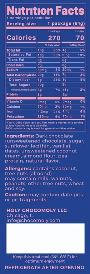 Dark Protein Chocolate Truffles | Made With Dates and Real Nut Butters | Healthy On-the-go Snack | 4 Truffles/Box 16 Truffles