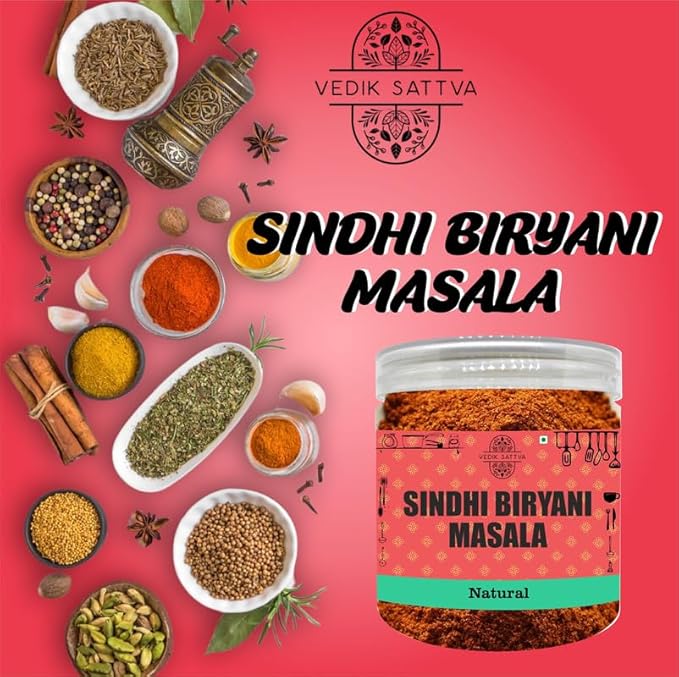 Vedik Sattva Natural Sindhi Biryani Masala 7.05 OZ / 200 GM | Pack Of 1 Box