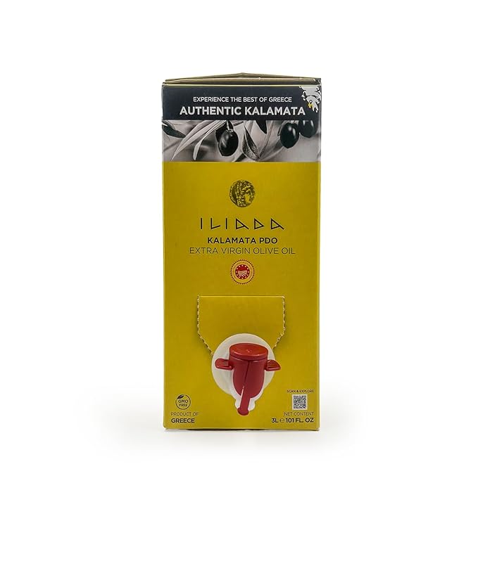 Iliada Kalamata PDO Extra Virgin Olive Oil Bag in a Box 3Lt | Multi-Awarded | Single Region 100% Greek | Monovarietal Koroneiki | Cold Press | Polyphenol Rich | Chef's Favorite
