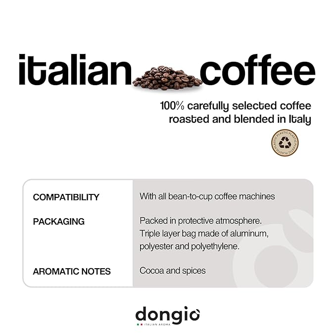 Dongiò Caffè Venezia Blend (Decaf) – Whole Bean Coffee 2.2 lbs (352 Oz) Medium-Dark Roast CO₂ Naturally Decaffeinated Italian Espresso Blend with Notes of Cocoa and Spices