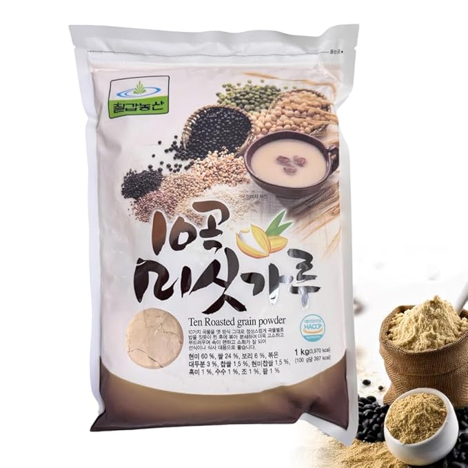 Korean 10 Mixed Roasted Misugaru Grain Powder Good for Breakfast with milk 10곡 미숫가루 2.2 Pound
