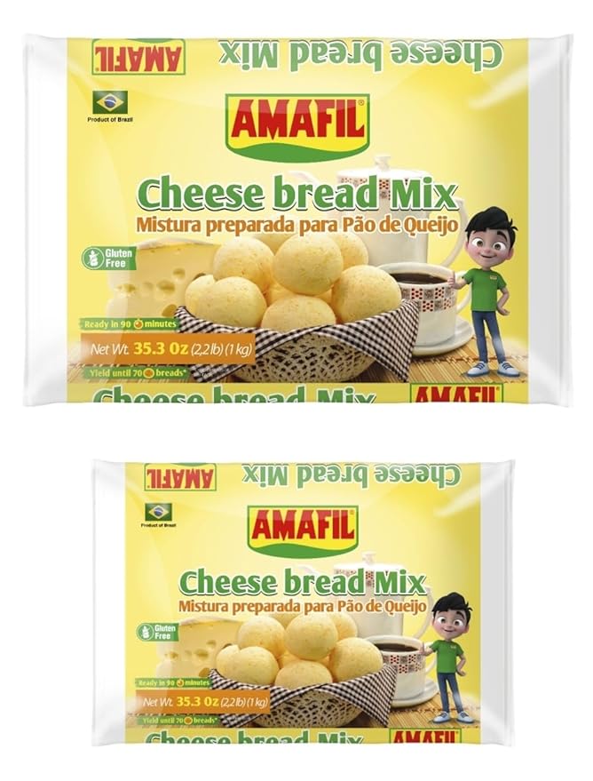 Amafil Cheese Bread Mix 2.2 lb | Pack of 2 + Exclusive Brazil in Texas Bracelet | Mistura para Pao de Queijo | Bundle by Brazil in Texas