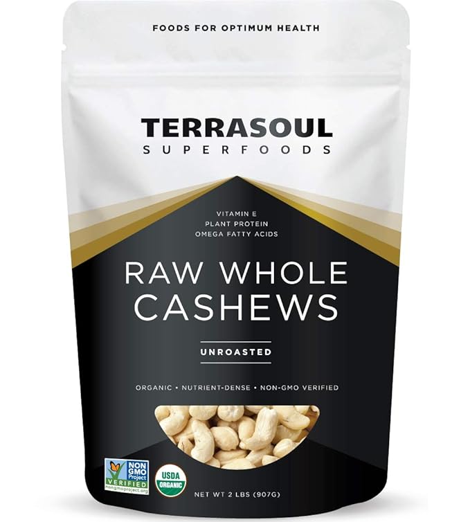 Terrasoul Superfoods Organic Raw Cashews 2 Lbs Premium Quality for Snacking Baking and Culinary Creations