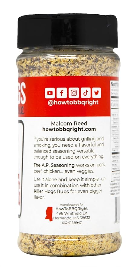 Killer Hogs AP Seasoning Championship BBQ and Grill All Purpose Dry Rub for Beef Steak Burgers Pork and Chicken Salt Pepper Garlic 14 oz Shaker