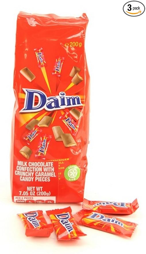 3-Pack Daim Milk Chocolate Covered Crunchy Caramel Candy 7.05-ounce (200g) Bags