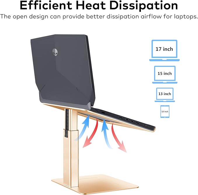 Laptop Stand for Desk Ergonomic Aluminum Laptop Stand Adjustable Height from 7-15 Sitting and Standing Laptop Riser for 10-17 Notebook
