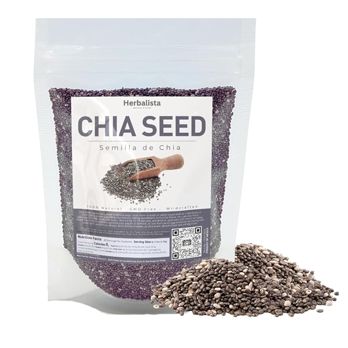 Herbalista - Premium Mexican Chia Seeds | Semilla de Chia 100% Natural Mexicana | Non-GMO Gluten-Free Vegan Superfood | High in Omega-3 &amp Fiber Keto &amp Paleo Friendly (2 LB (906g))