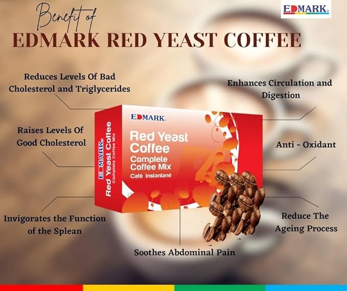 EDMARK Red Coffee - ZERO Sugar | Organic Instant Coffee w/Rose Petal Extract | Aromatic Red Coffee Pods for Daily Energy Focus Wellness &amp Coffee Lovers | 15g x 20 Convenient Sachets