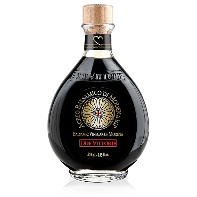 Due Vittorie Oro Gold Barrel Aged Balsamic Vinegar of Modena IGP with Built in Pourer All-Natural Extra Dense Premium Vinegar Aceto Balsamico di Modena IGP Italy - 8.45fl oz / 250ml