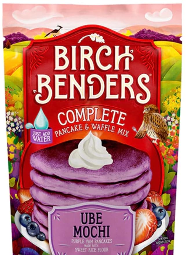 Birch Benders Ube Mochi Pancake &amp Waffle Mix | 40 oz Bag | Gluten Free Purple Yam Flavor Fluffy &amp Chewy Texture