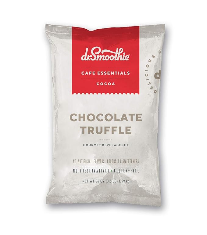 Dr. Smoothie Café Essentials Chocolate Truffle – No Artificial Colors Flavors or Sweeteners – Shelf Stable – Caffeine-Free – Great for Hot Iced &amp Frozen Frappes (3.5 lb Bag 23 Servings)