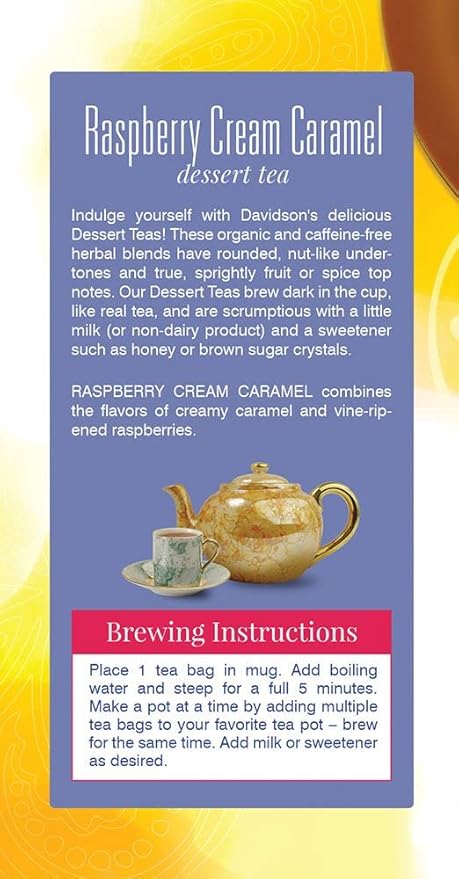 Davidson's Organics Raspberry Cream Caramel 25-count Tea Bags Pack of 6