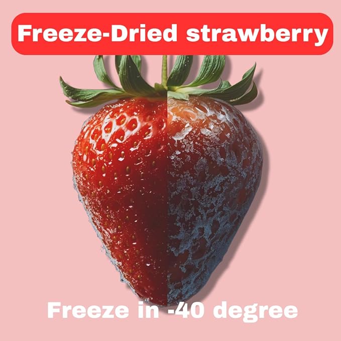 Juju-Oops Whole Freeze-Dried Strawberry | 100% All Natural Crunchy &amp Healthy | Family Party Size – Best Snack for Kids &amp Adults | Non-GMO No Sugar &amp Additives Added Vegan Gluten free |