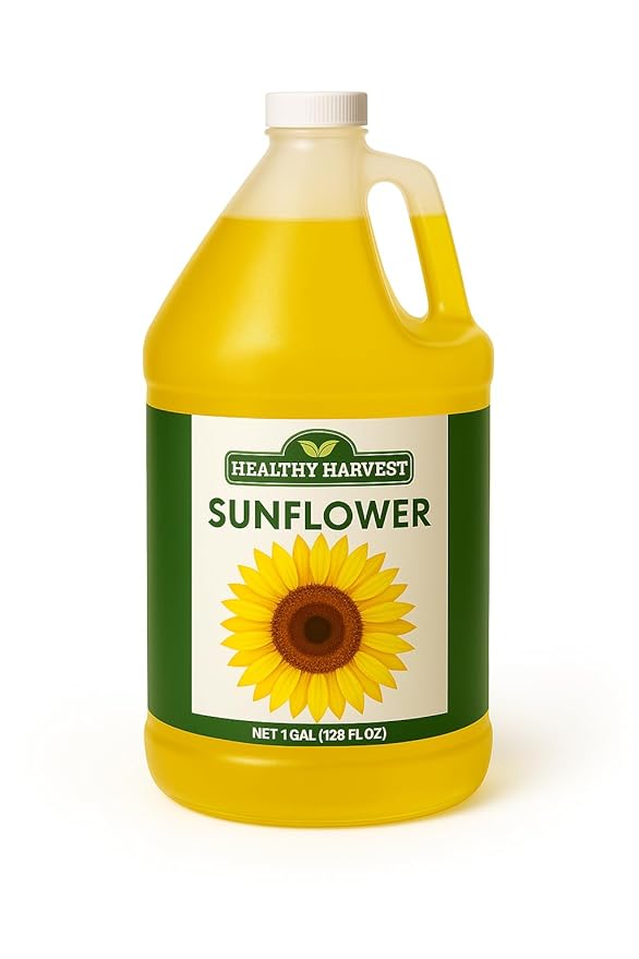 Healthy Harvest Non-GMO Sunflower Oil - Healthy Cooking Oil for Cooking Baking Frying &amp More - Naturally Processed to Retain Natural Antioxidants (One Gallon)
