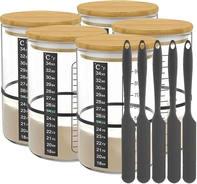 Pro Sourdough Bread Starter Kit - 34 oz sourdough jar with 5 unique features for the perfect sour dough bread &amp sourdough starter kit - baking supplies (34oz-5pack)